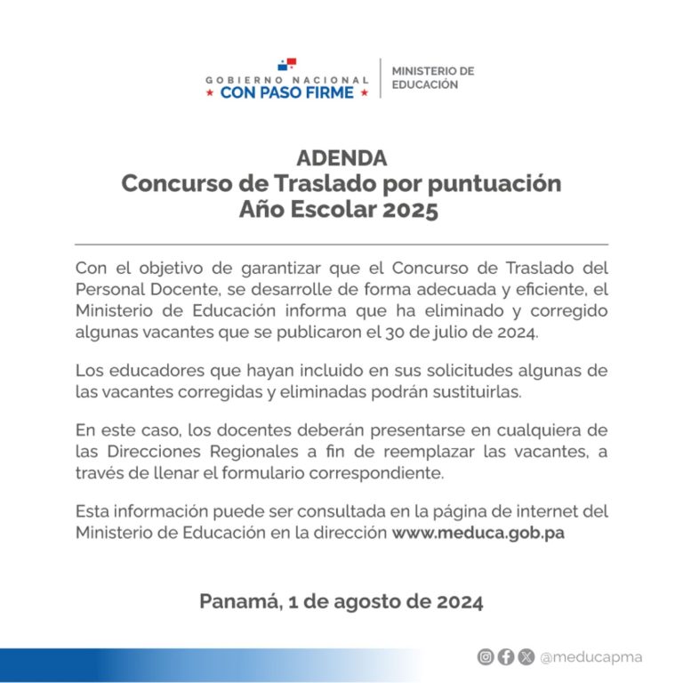 ADENDA Concurso de Traslado Por Puntuación Año Escolar 2025