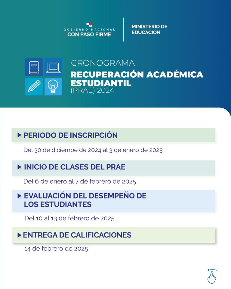 Ministerio de Educación anuncia el inicio del Programa de Recuperación Académica Estudiantil (PRAE)